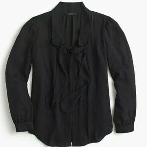 Black J.Crew drapey tie-neck top, size 10